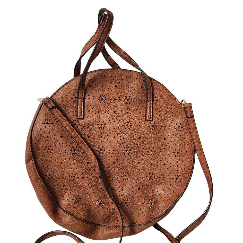 Carlos by Carlos Santana Medium Circular Round Boho Handbag Purse Faux Leather